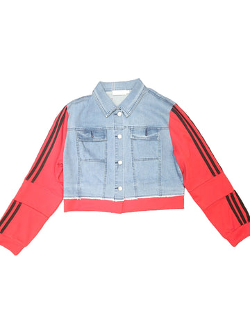 Denim/Red Crop Jacket
