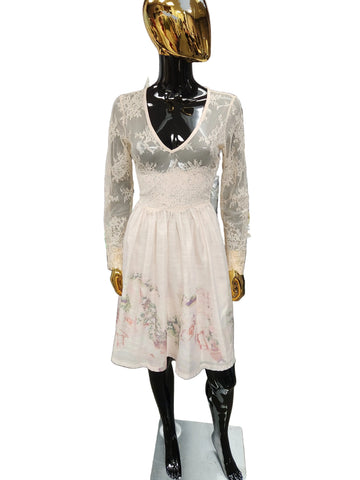 Lace/Print Babydoll Dress
