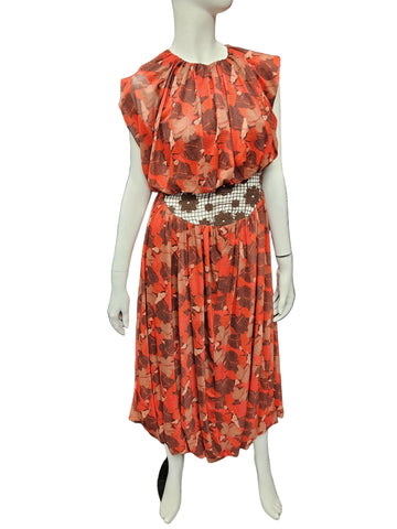 Red/Brown Floral Print Dress/FINAL SALE