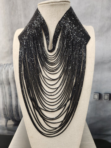 Black Crystal Layered Necklace