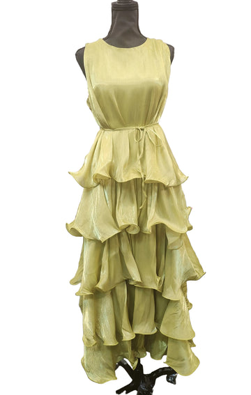 Chartreuse/Ruffle Dress