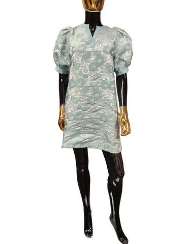GREEN Floral Embossed Dress