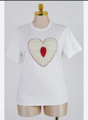 White Pearl Heart Top