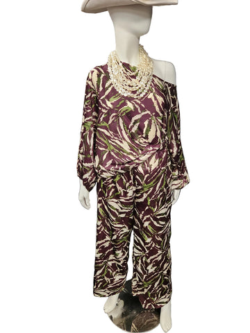 SILKY Plum Print 2PC