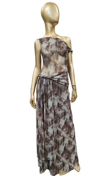 Green/Brown Semi-Sheer Dress