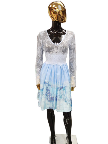 Lace/ Print Baby Doll Dress